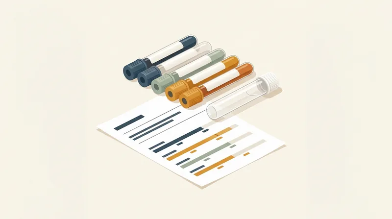 Illustration of blood collection tubes and a lab results sheet, representing the panels used in functional lab testing at Regenerative Performance in Gilbert, AZ