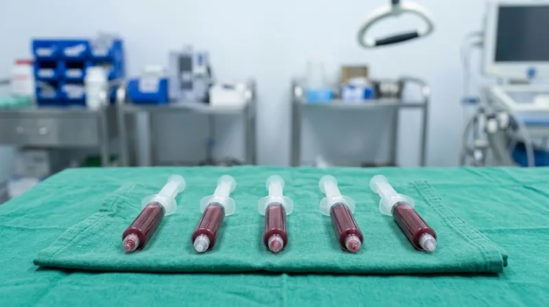 Bone marrow concentrate syringes prepared on a sterile drape in a procedure room