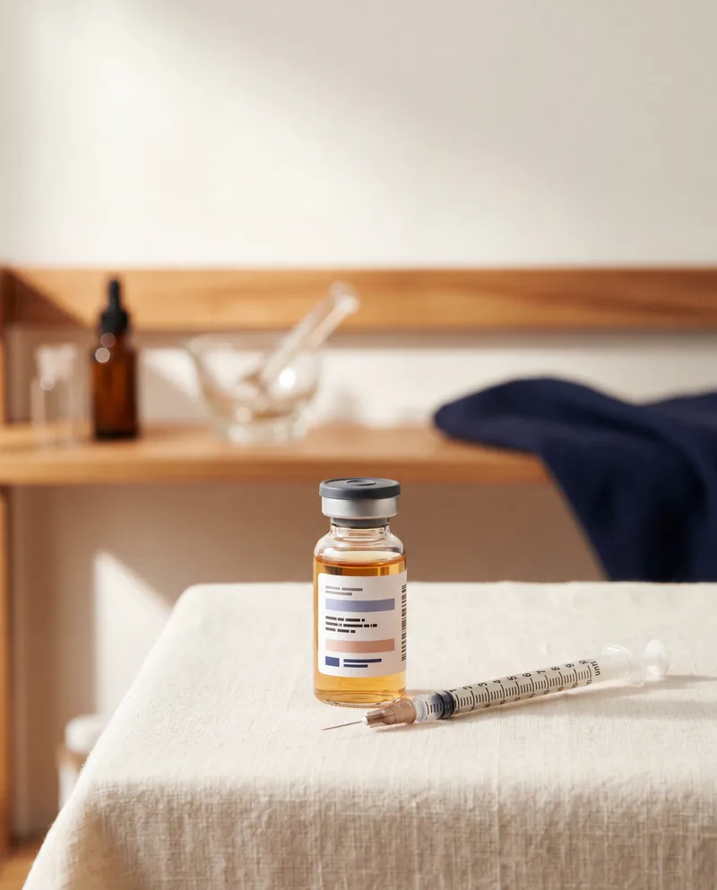 Clinical-grade peptide vial and insulin syringe prepared at Regenerative Performance for prescription peptide therapy in Gilbert, AZ