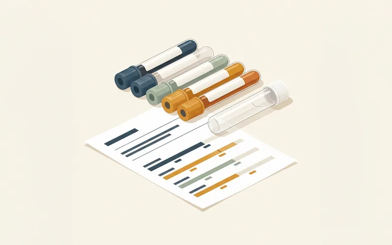 Illustration of blood collection tubes and a lab results sheet, representing the panels used in functional lab testing at Regenerative Performance in Gilbert, AZ